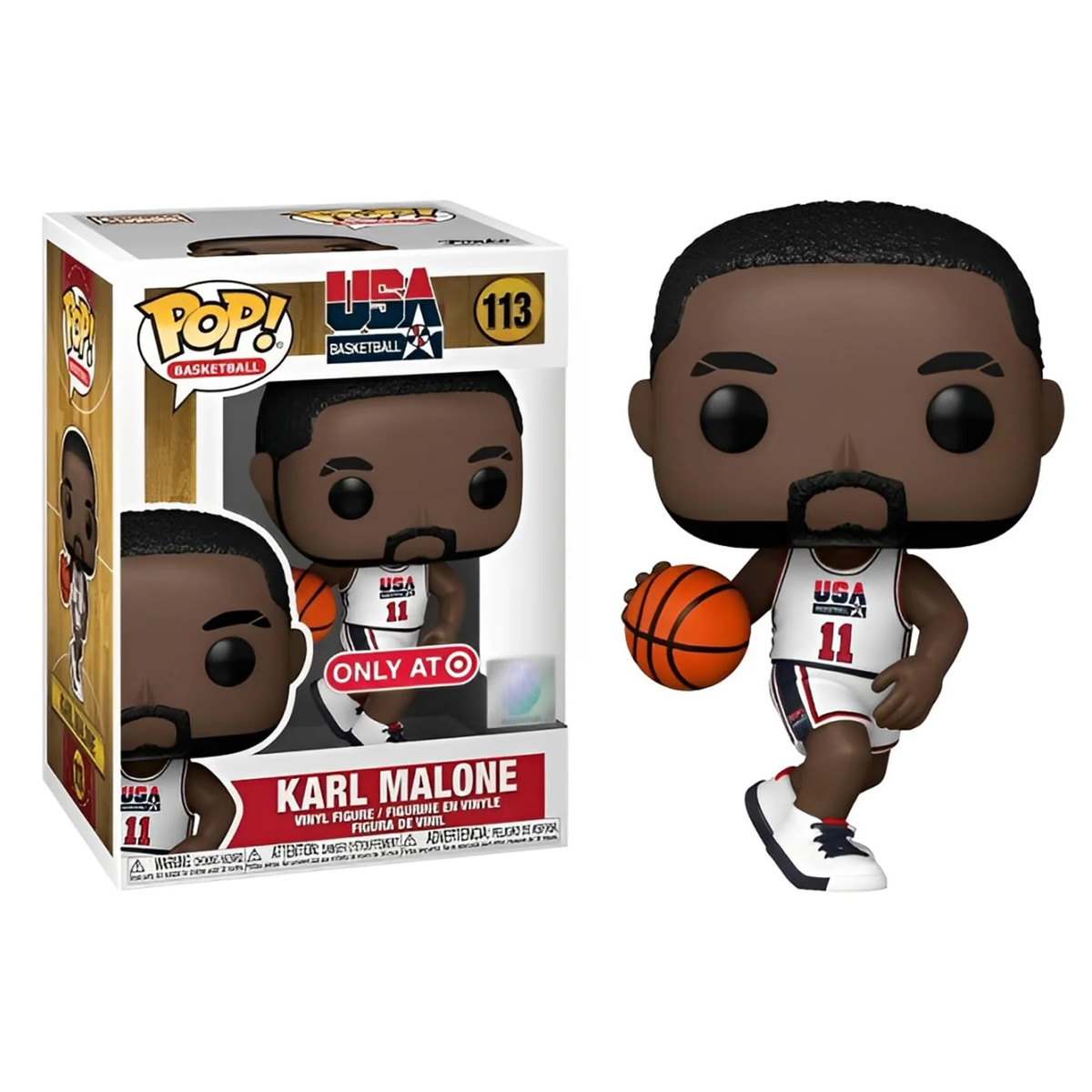 Колекційна фігурка Funko Pop NBA Karl Malone #113 - USA Basketball '92 White (56398), 4'' (10 см), В наявності, доставка 1-2 дні