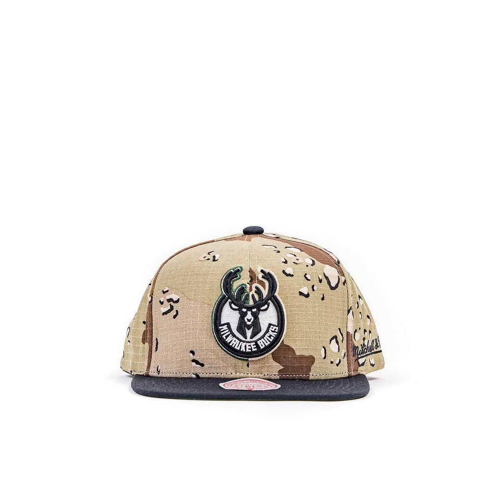 Кепка снепбек Mitchell & Ness NBA Milwaukee Bucks Choco Camo Snapback HHSS1101-MBUYYPPPCAMO, OneSize (універсальний), В наявності, доставка 1-2 дні