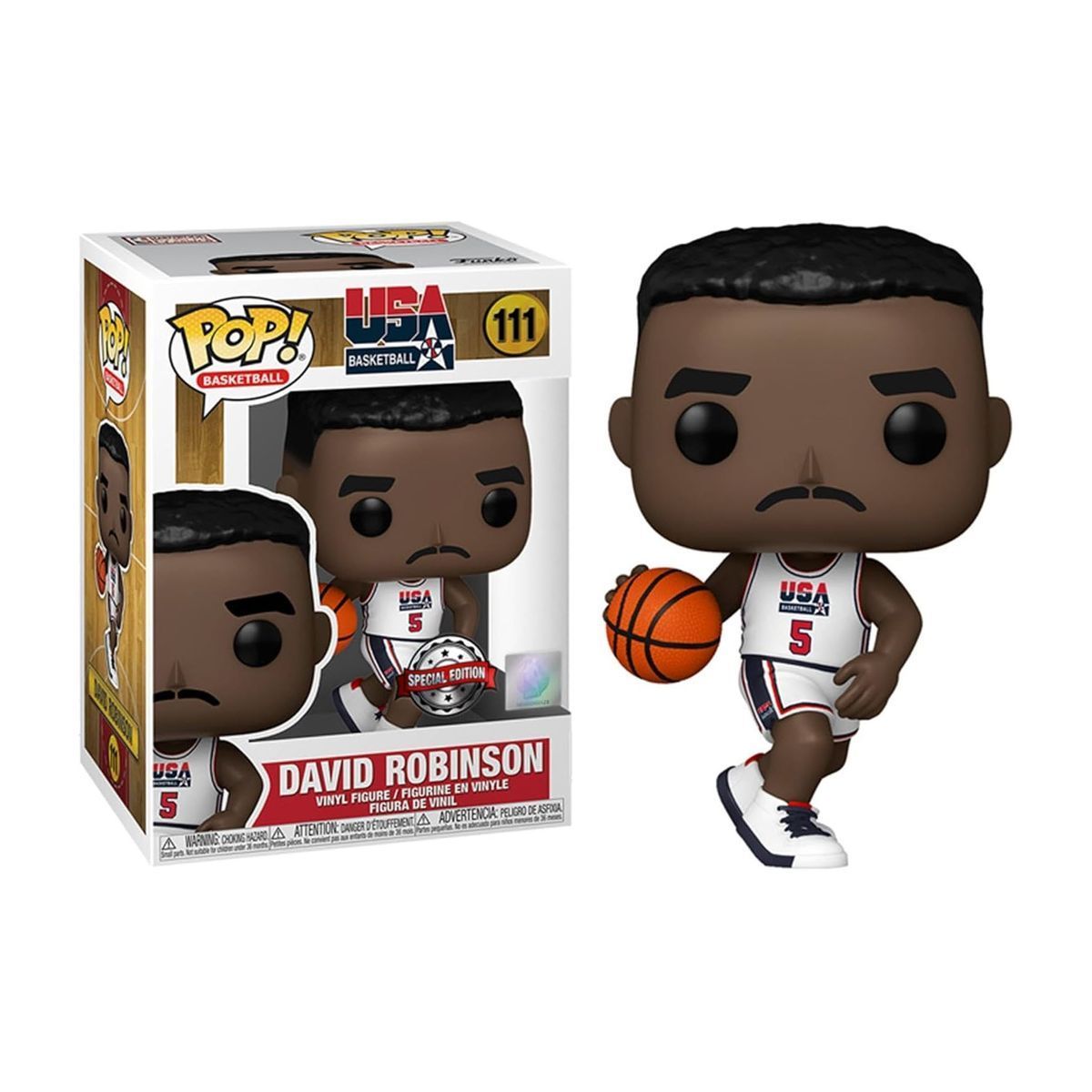 Колекційна фігурка Funko Pop NBA David Robinson #111 - USA Basketball '92 White (56397), 4'' (10 см), В наявності, доставка 1-2 дні