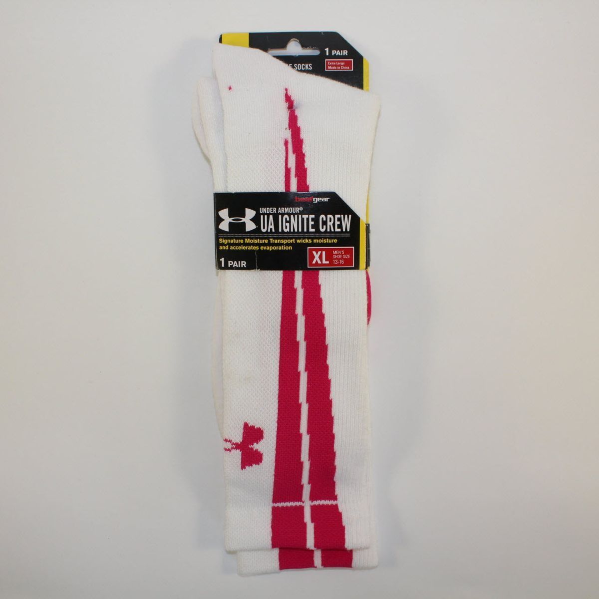 Шкарпетки спортивні Under Armour Ignite Performance Crew Socks White Pink U410-WHT/CER, XL (46-50), В наявності, доставка 1-2 дні