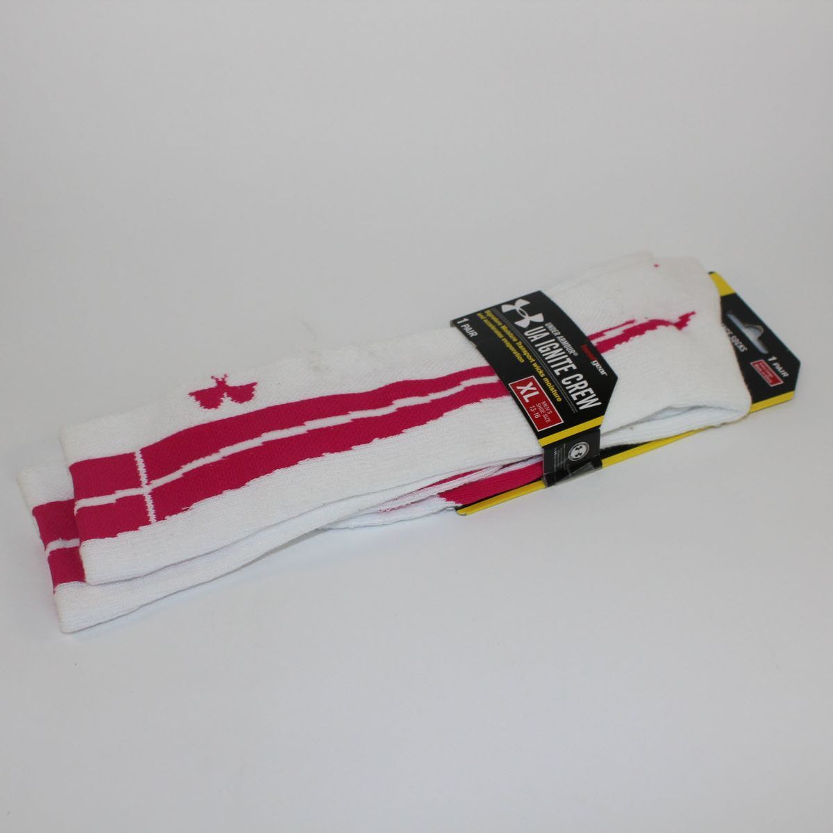 Шкарпетки спортивні Under Armour Ignite Performance Crew Socks White Pink U410-WHT/CER, XL (46-50), В наявності, доставка 1-2 дні