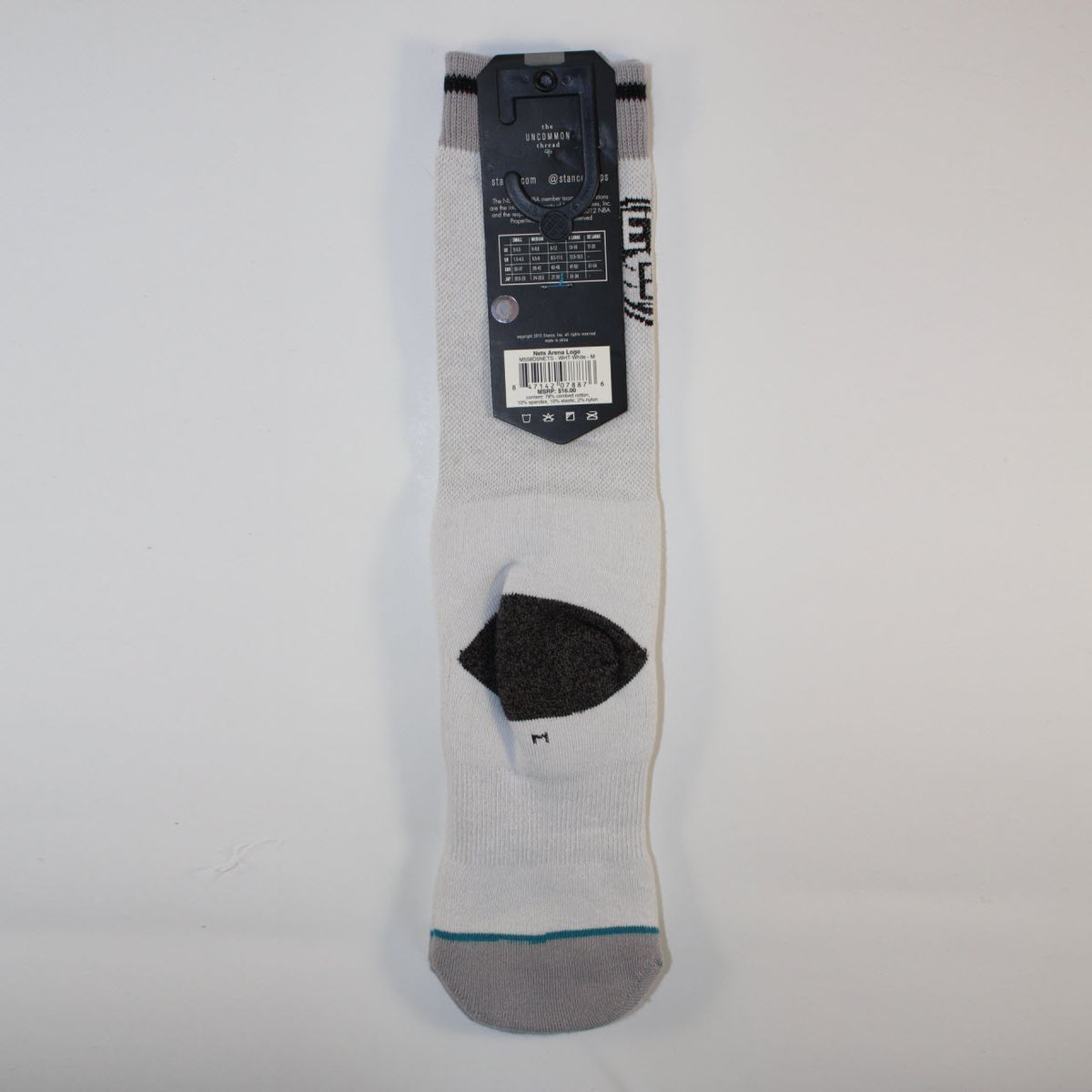 Шкарпетки унісекс Stance NBA Brooklyn Nets Arena Logo Crew Socks Light Grey M558D5NETS-WHT, M (38-42), В наявності, доставка 1-2 дні