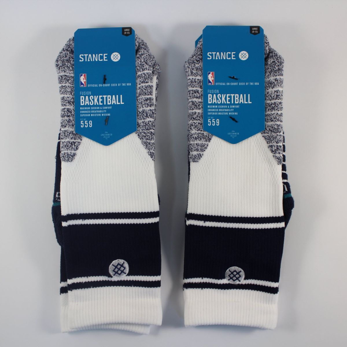 Шкарпетки баскетбольні Stance NBA Bold Stripe Crew Basketball Socks White Navy M559D6CRBS-NVY, L (42-46), В наявності, доставка 1-2 дні