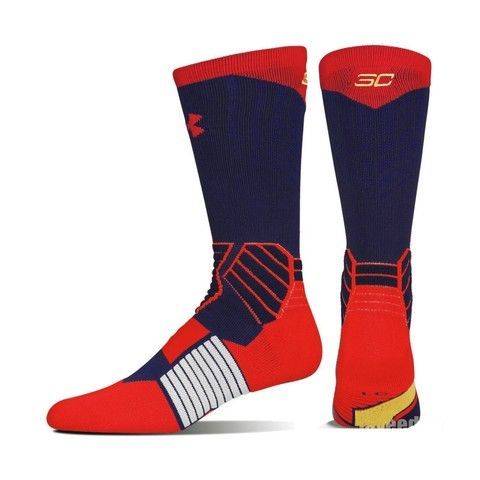 Шкарпетки баскетбольні Under Armour Curry SC30 Basketball Crew Socks Navy Red 1292879-412, L (42-46), В наявності, доставка 1-2 дні