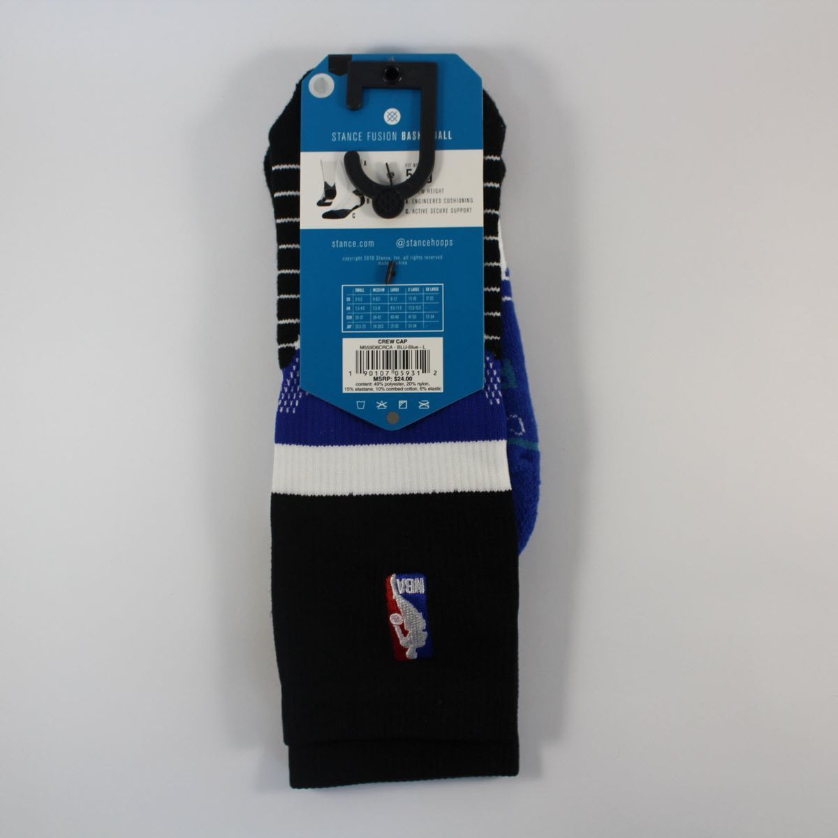 Шкарпетки баскетбольні Stance NBA Crew Cap Basketball Socks Black Blue M559D6CRCA-BLU, L (42-46), В наявності, доставка 1-2 дні