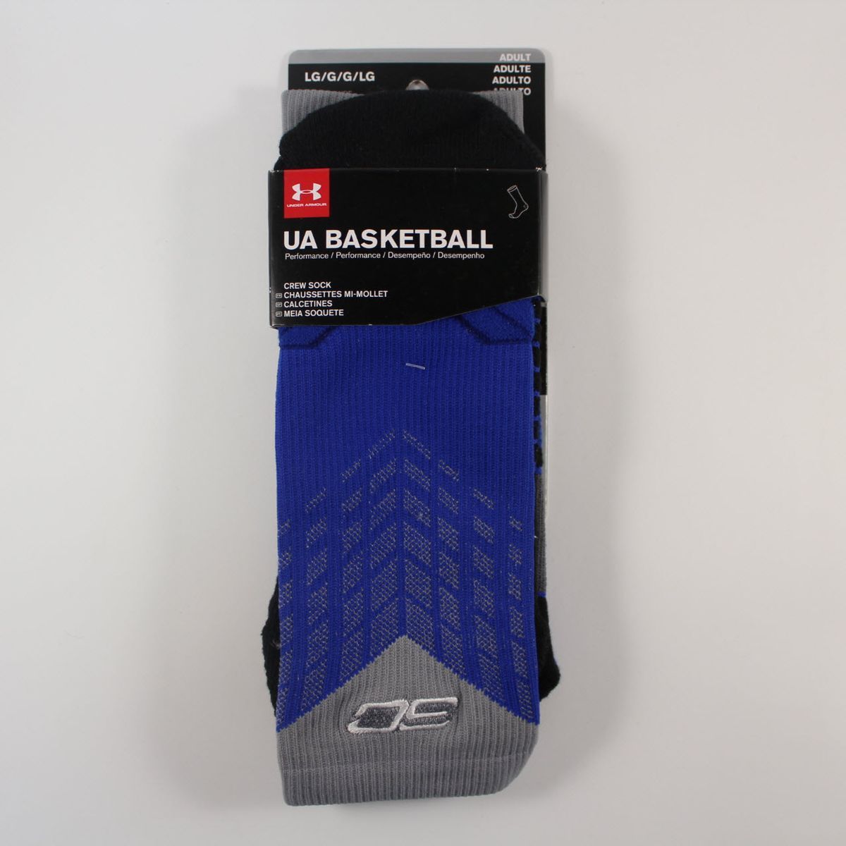 Шкарпетки баскетбольні Under Armour Curry SC30 Basketball Crew Socks Blue Grey 1292879-400, L (42-46), В наявності, доставка 1-2 дні