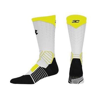 Шкарпетки баскетбольні Under Armour Curry SC30 Basketball Crew Socks White Yellow 1292879-101, L (42-46), В наявності, доставка 1-2 дні