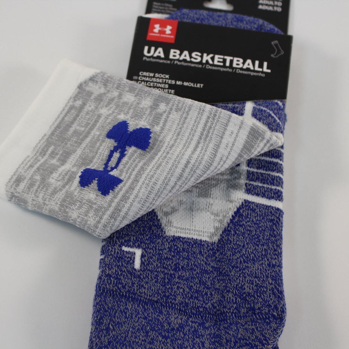 Шкарпетки баскетбольні Under Armour Curry SC30 Basketball Crew Socks Grey Blue 1292879-005, L (42-46), В наявності, доставка 1-2 дні