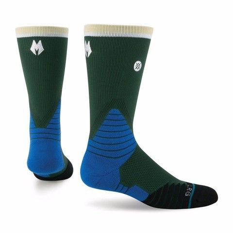 Шкарпетки баскетбольні Stance NBA Milwaukee Bucks Logo Crew Basketball Socks Green M559C5LCBK-GRN, L (42-46), В наявності, доставка 1-2 дні