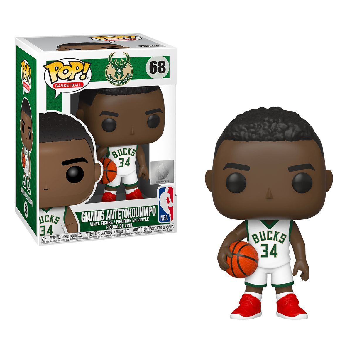 Колекційна фігурка Funko Pop NBA Giannis Antetokounmpo #68 - Milwaukee Bucks White (46632), 4'' (10 см), В наявності, доставка 1-2 дні