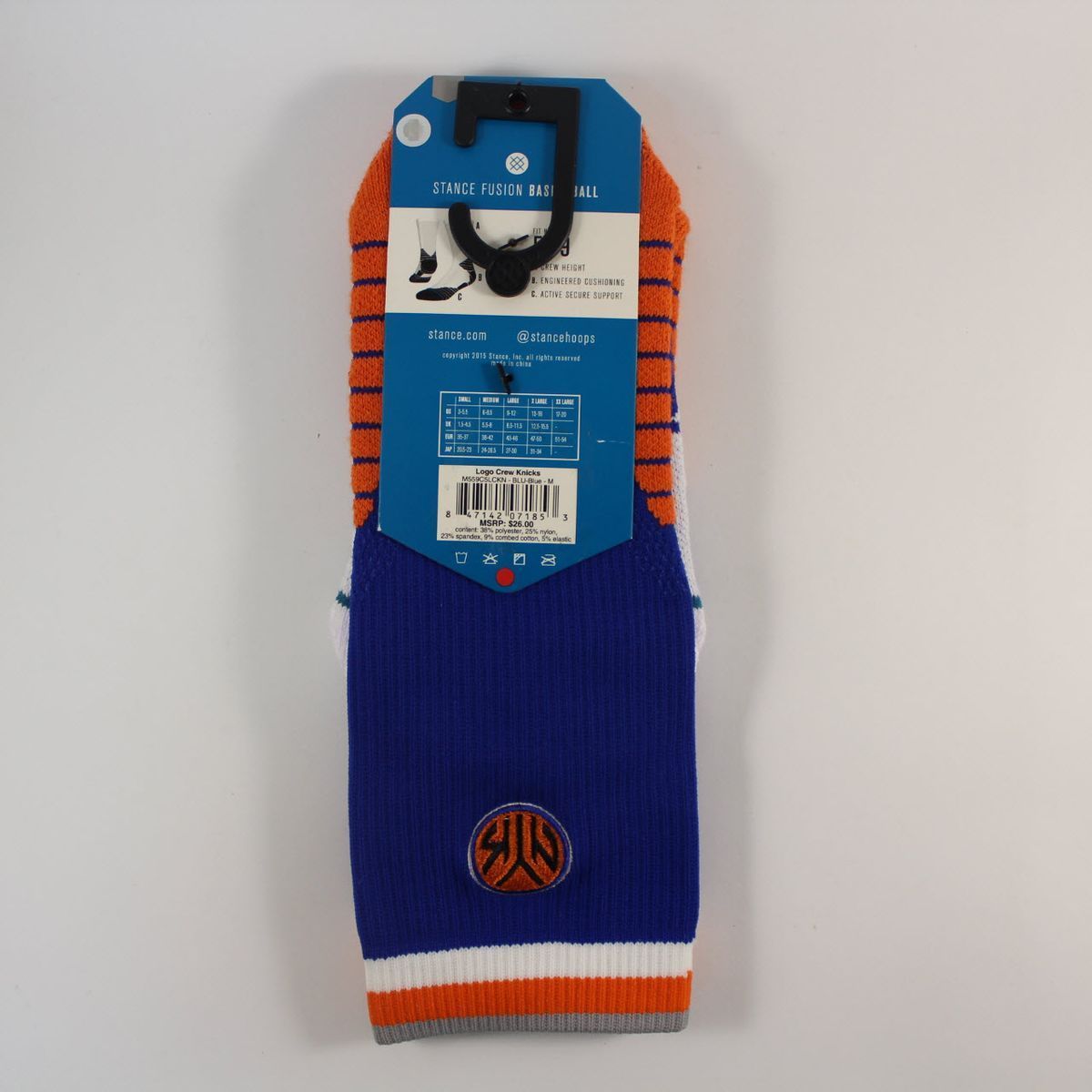Шкарпетки баскетбольні Stance NBA New York Knicks Logo Crew Basketball Socks Blue M559C5LCKN-BLU, M (38-42), В наявності, доставка 1-2 дні