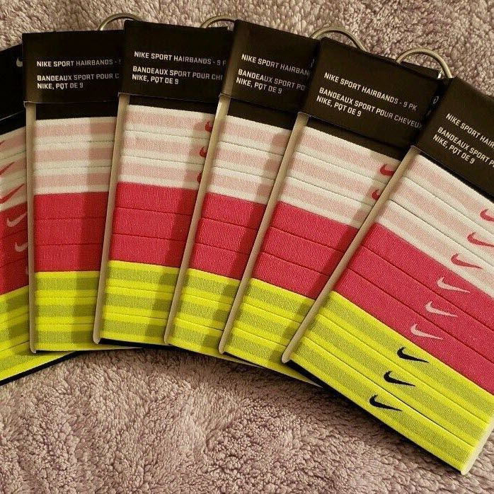 Резинки для заплітання волосся Nike Sport Hairbands Multicolor - 9 шт, OneSize (універсальний), В наявності, доставка 1-2 дні