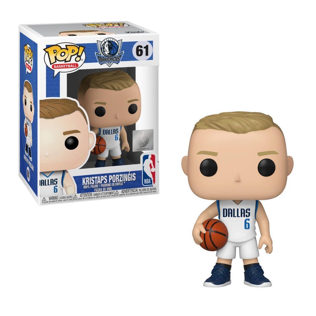 Колекційна фігурка Funko Pop NBA Kristaps Porzingis #61 - Dallas Mavericks White (44278), 4'' (10 см), В наявності, доставка 1-2 дні