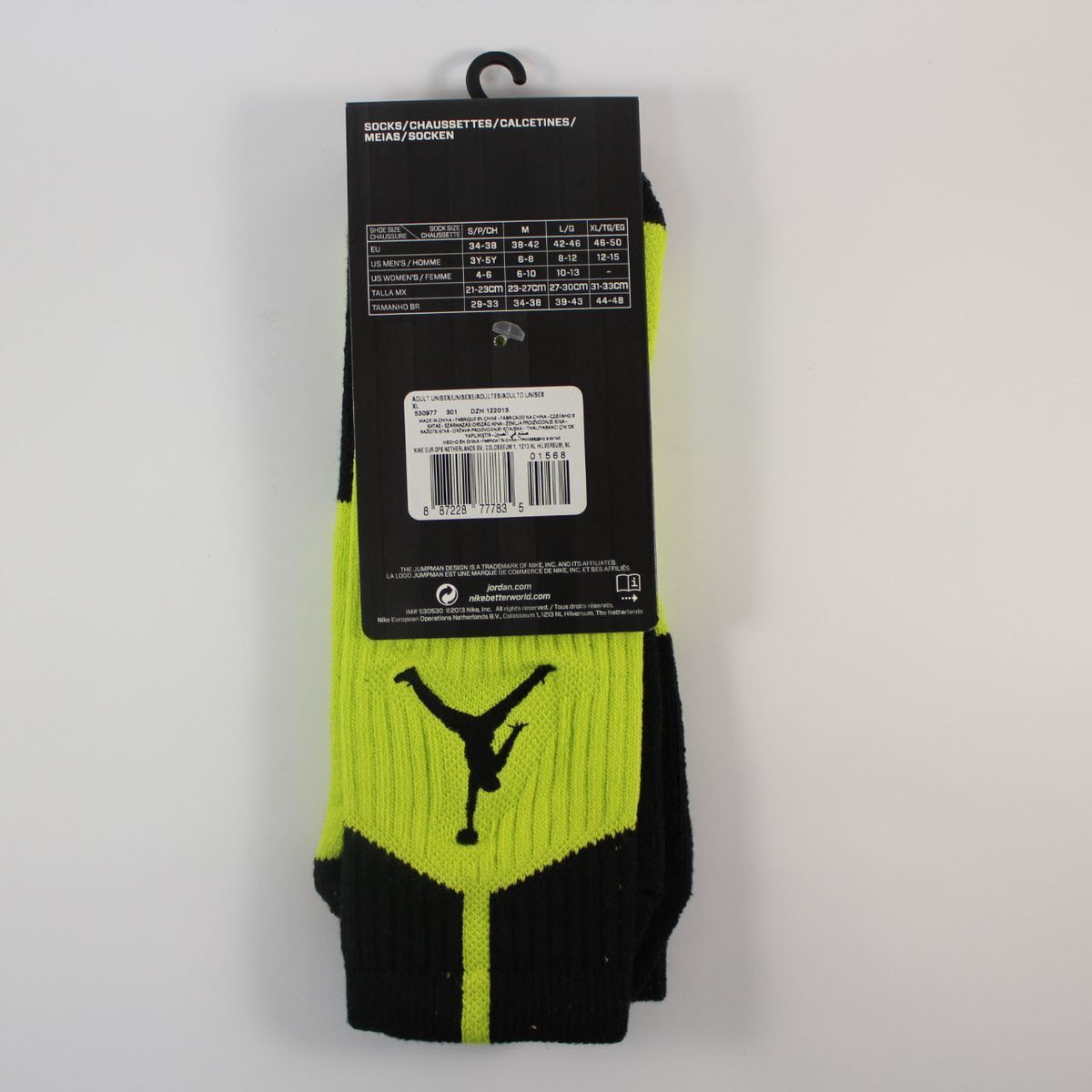 Шкарпетки баскетбольні Jordan Dri-Fit Crew Basketball Socks Volt 530977-301, XL (46-50), В наявності, доставка 1-2 дні