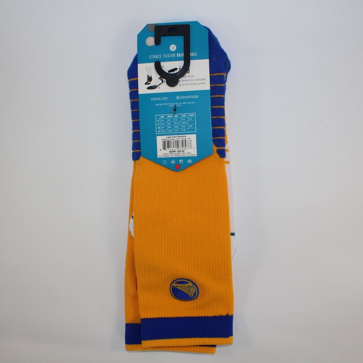 Шкарпетки баскетбольні Stance NBA Golden State Warriors Logo Crew Basketball Socks Yellow M559C5LCWA-YEL, XL (46-50), В наявності, доставка 1-2 дні