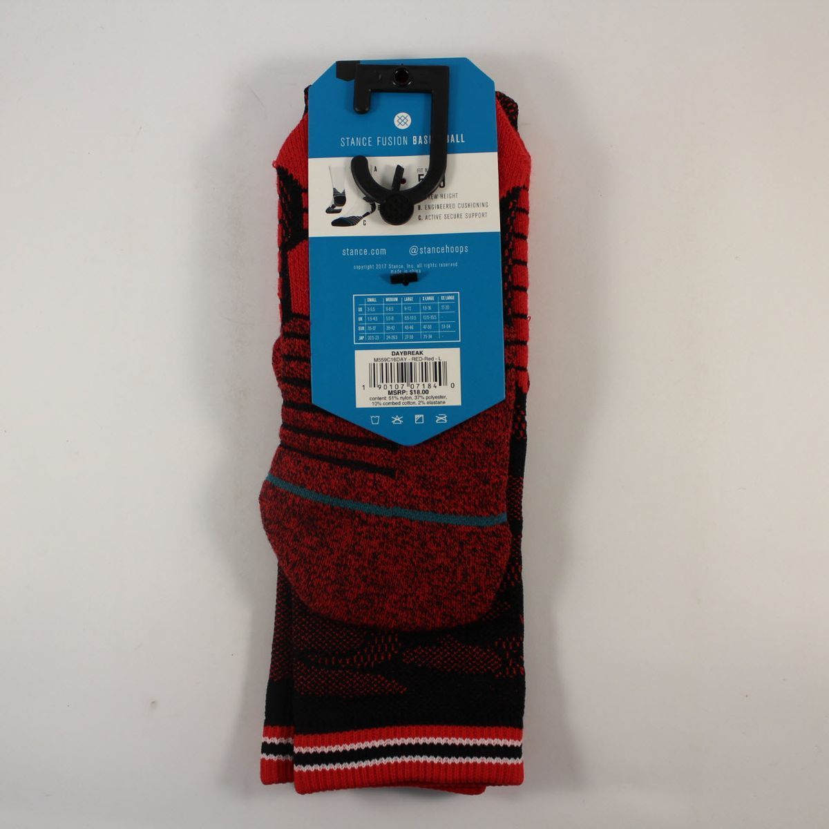 Шкарпетки баскетбольні Stance Daybreak Crew Basketball Socks White M559C16DAY-RED, L (42-46), В наявності, доставка 1-2 дні