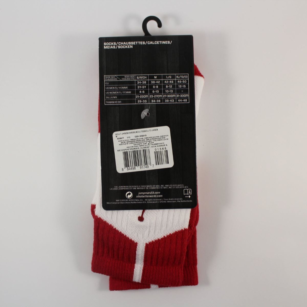 Шкарпетки баскетбольні Jordan Dri-Fit Crew Basketball Socks White Red 530977-110, XL (46-50), В наявності, доставка 1-2 дні
