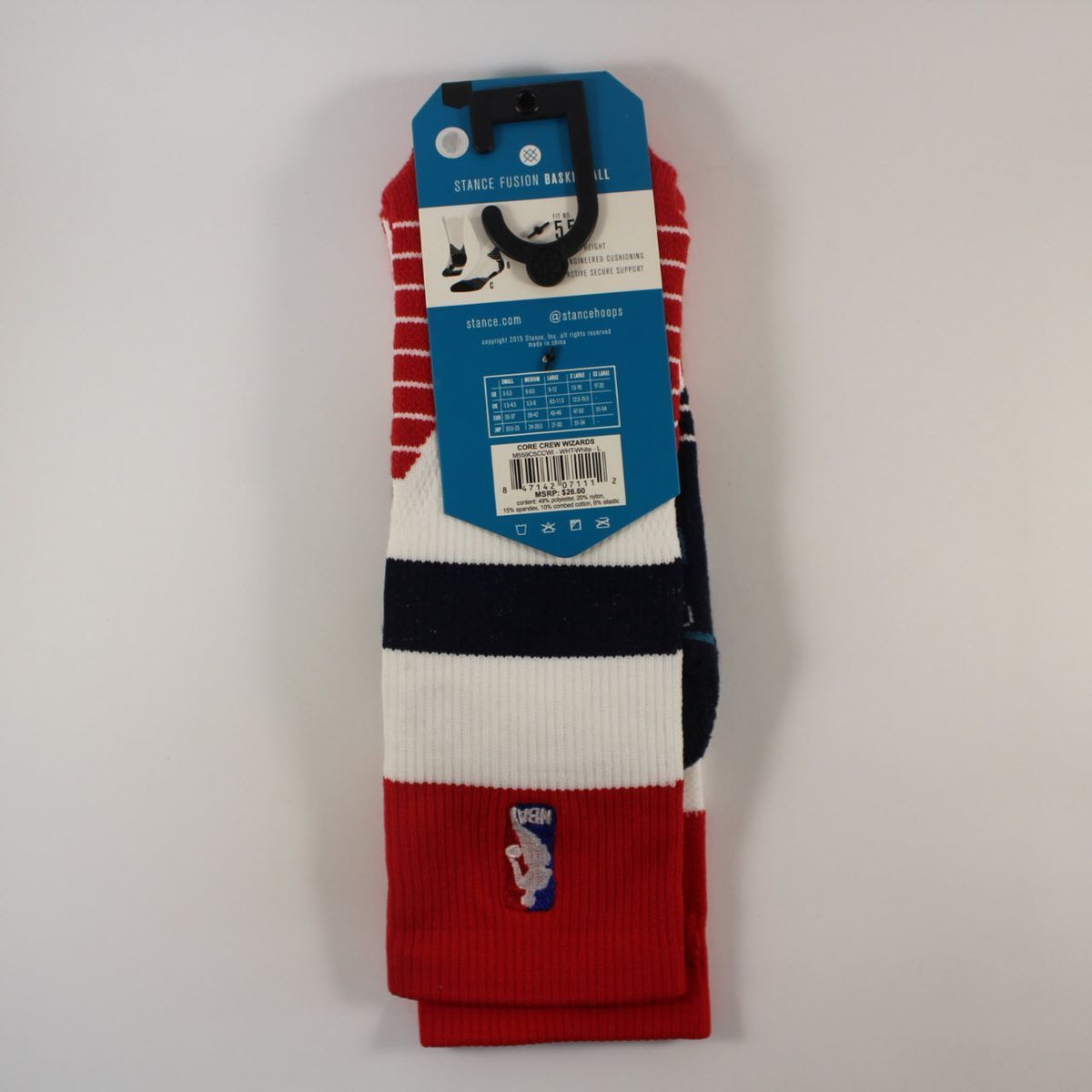Шкарпетки баскетбольні Stance NBA Washington Wizards Core Crew Basketball Socks White M559C5CCWI-WHT, L (42-46), В наявності, доставка 1-2 дні