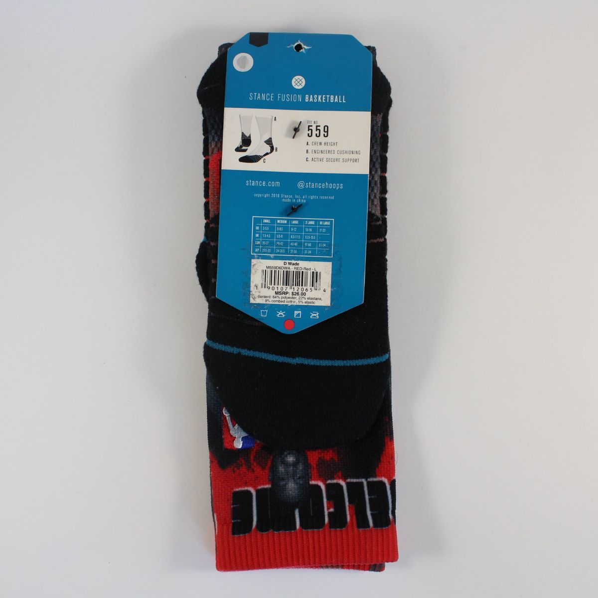 Шкарпетки баскетбольні Stance NBA Dwayne Wade Chicago Bulls Crew Basketball Socks Red Black M559D6DWA-RED, L (42-46), В наявності, доставка 1-2 дні