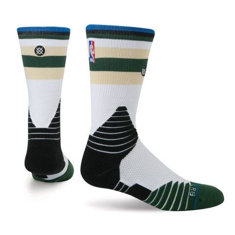 Шкарпетки баскетбольні Stance NBA Milwaukee Bucks Core Crew Basketball Socks White M559C5CCBK-WHT, L (42-46), В наявності, доставка 1-2 дні